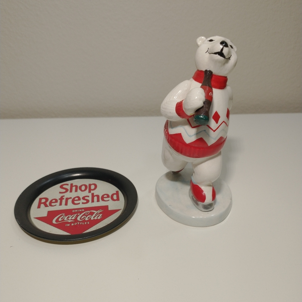 Coca Cola Always Ice Skating Ceramic Coke Polar Bear,CocaCola Shop Metal Coaster